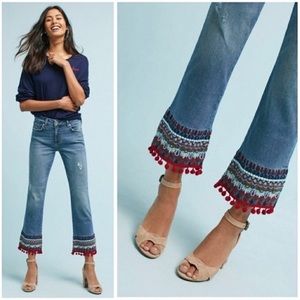 Pilcro and the Letterpress Blue Cropped Jeans with Red Trim